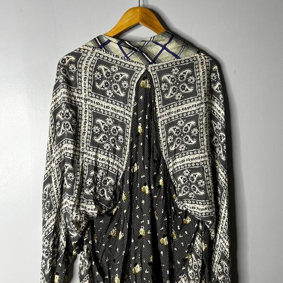 Free People American Pie Kimono Patchwork Duster Women's One Size Hippie Boho - Picture 9 of 10